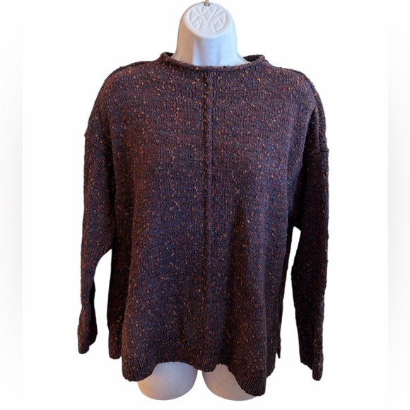 J.Jill Sweater Size M Petite Plum Burgundy Pullover Long Sleeves Relaxed Fit - Picture 2 of 12